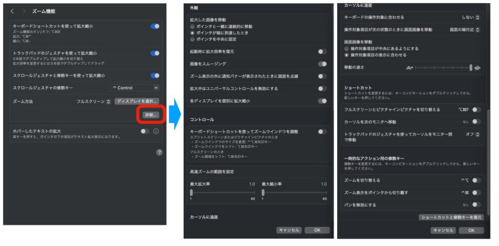 Macでズームスタイルの選択